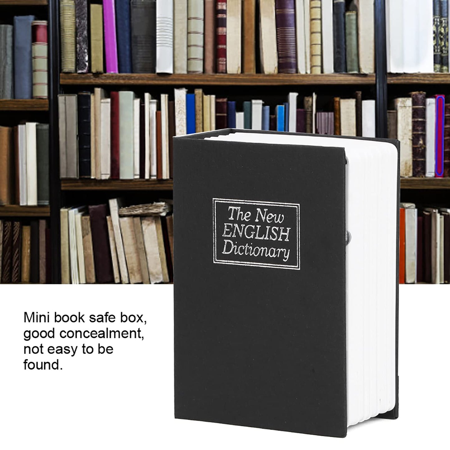ZAWELIYO Mini Simulation Book Safe Storage Box Money Cash Jewelry Security Lock Case with Keys Metal Safe Box for Home Office Travel Use