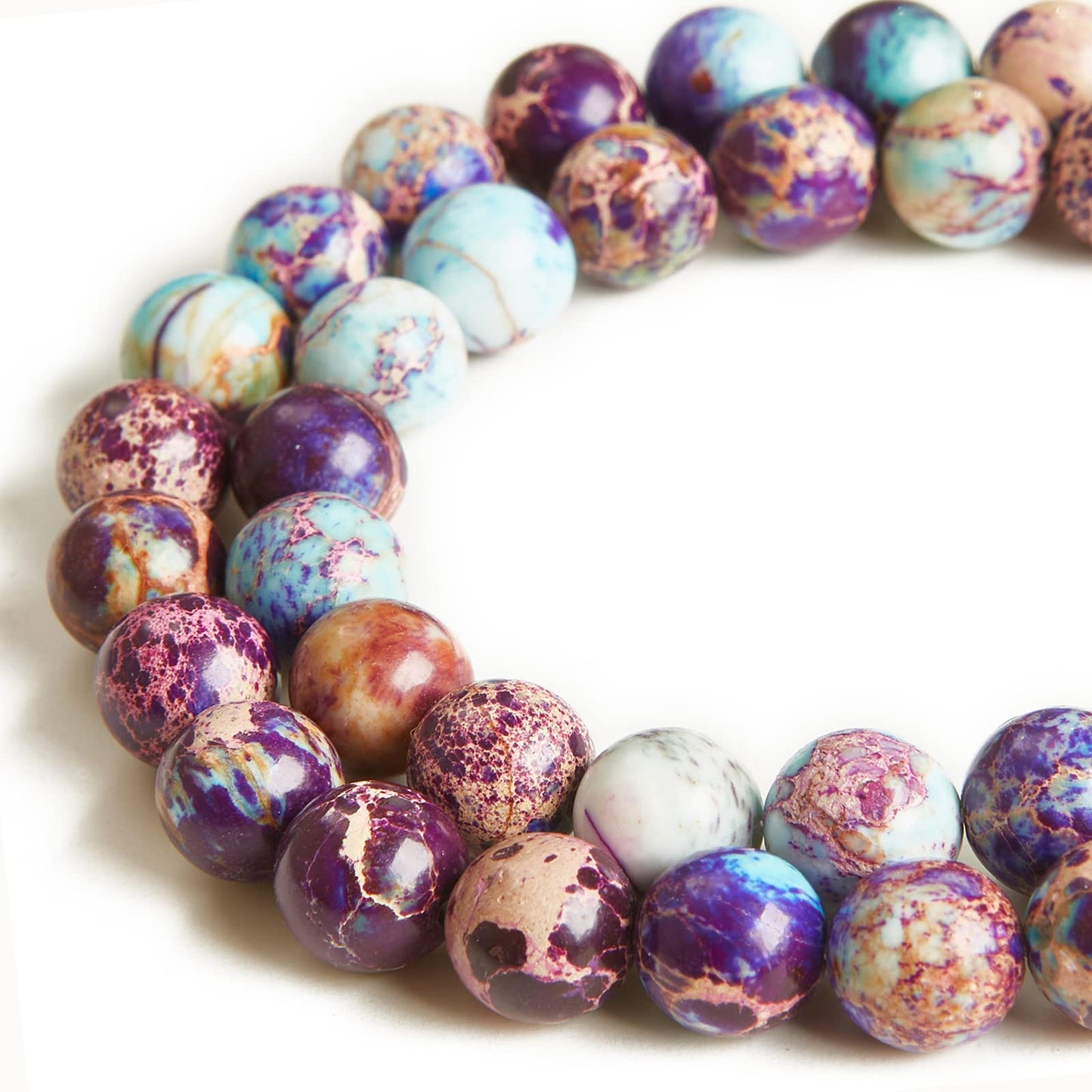 45pcs 8mm Natural Colorful Imperial Jasper Beads Gemstone Beads Round Loose Beads for Jewelry Making