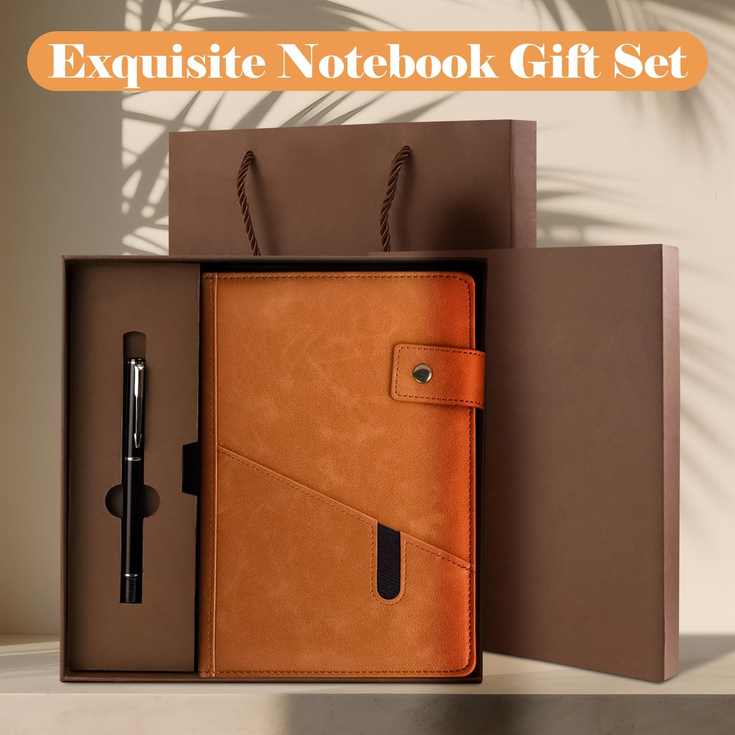 HAIJSEVR A5 Lined Leather Journal Notebook with Pen Set, Vintage Hardcover Diary A5 Notebook with Magnetic Closure, Personalized Travel Journals Classic Business Gift Box Bag Set for Christmas Birthday