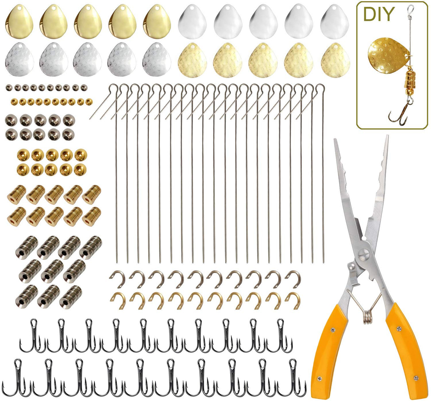 Fishing Lures Spinner Baits Lures Making Kit Inline Spinner Parts Assortment Shaft Clevis Spinner Blade DIY Fishing Spinner Making Supplies Tackle Kit