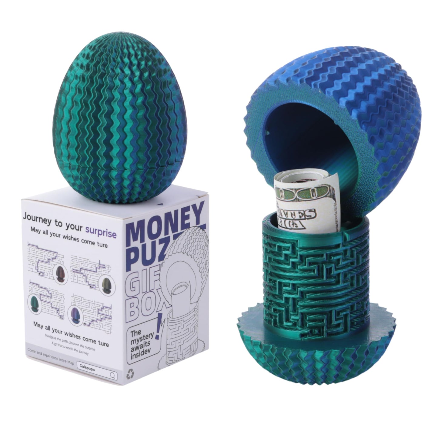 Maze Egg Money Puzzle Gift Box: Available in 4 Unique Internal Designs - Secret Cash Holder & Surprise Gift Container for Easter, Birthday, Wedding - Fun Brain Teaser Toy for Kids & Adults