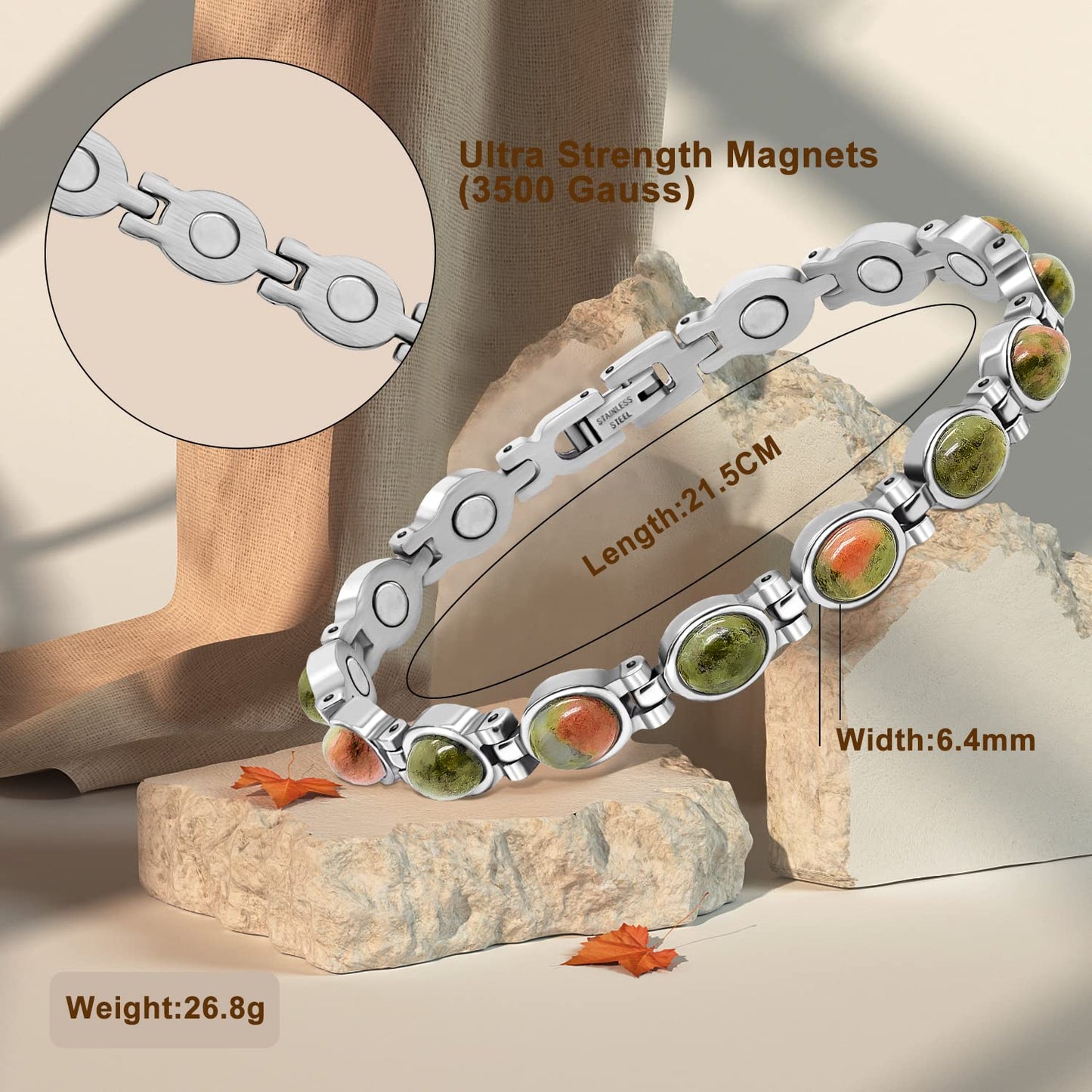 JEROOT Ultra Strength Magnetic Bracelet for Women | 3500-6000 Gauss Neodymium Magnets | Magnetic Therapy Jewelry with Adjustable Tool & Gift Packaging
