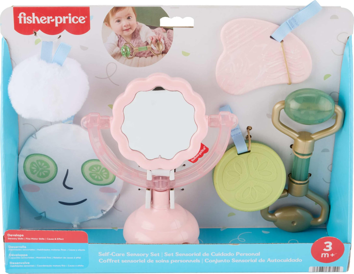 Fisher-Price Baby Toys Mini Me Moments Self-Care Sensory Set 6-Piece Rattle & Teether Activities for Newborns Ages 3+ Months