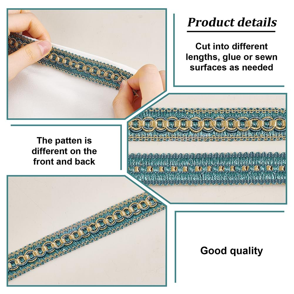 PH PandaHall 12 Yards 3/4 inch Braid Trim, Polyester Gimp Lace Trim Woven Braid Trim for Costume DIY Crafts Sewing Jewelry Making Curtain Decoration Costume Accessories, Blue