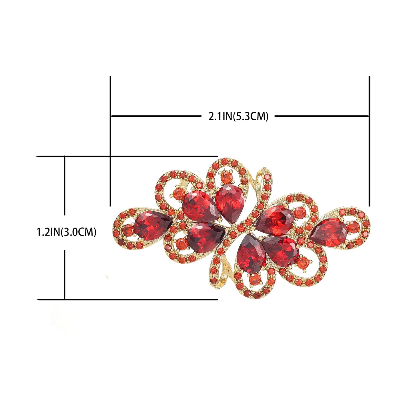 YOQUCOL Vintage Red Zircon Crystal Rhinestone Bowknot Shape Brooch Pin For Women Golden Tone