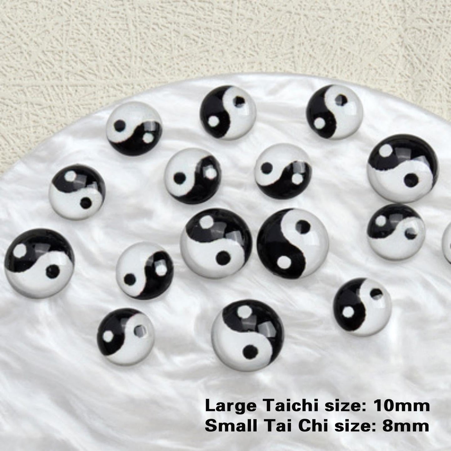 40 PCS 3D Yin Yang Tai Chi Nail Charms - Gossip Black and White Round Gossip Accessories 3D Nail Art Decoration