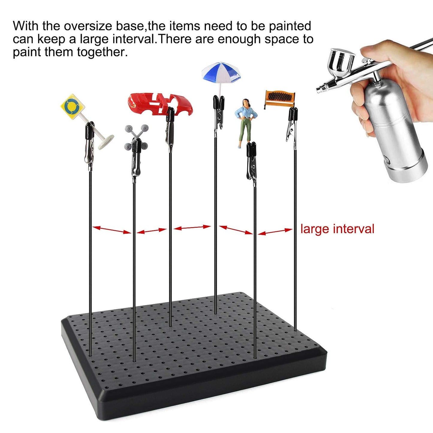 GJJC19B Painting Stand Big Base 14 x 19 Holes and 20pcs Alligator Clip Stick Set Modeling Tools for Airbrush Hobby Model Parts New