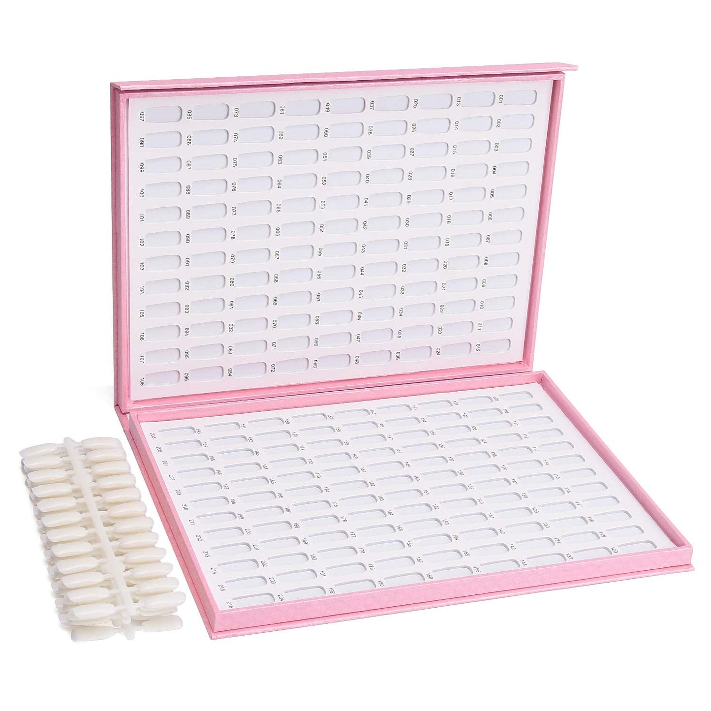 Noverlife 216 Nail Colors Chart Display, Nail Gel Polish Display Book with 216 False Nail Tips, Professional Salon Nail Color Swatches Nail Practice Card Board