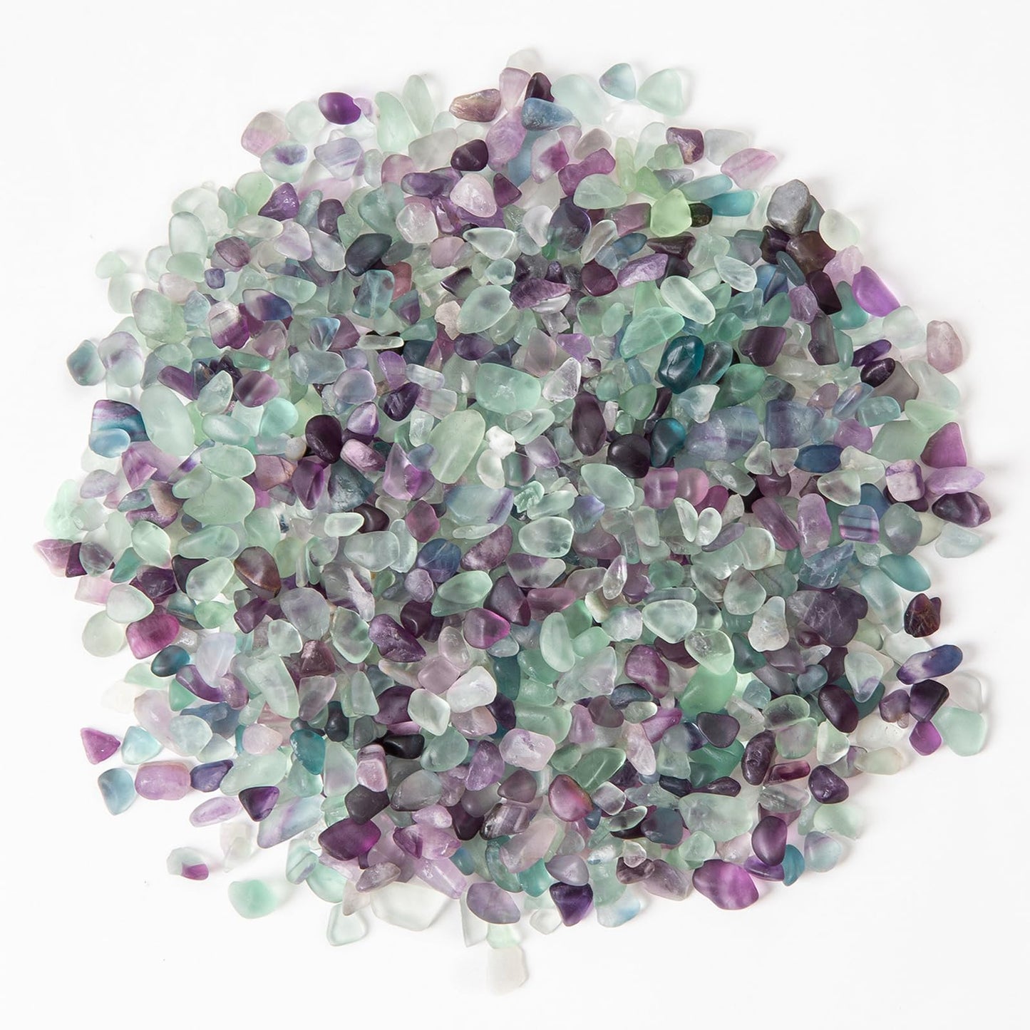 QICQDRAM Polished Fluorite Gravel Rocks Bulk 0.9 Lb/405g Natural Tumbled Crystal Chips Decorative Pebbles for Home Decoration & Fish Turtle Tank, Vase Filler, Plants Decor