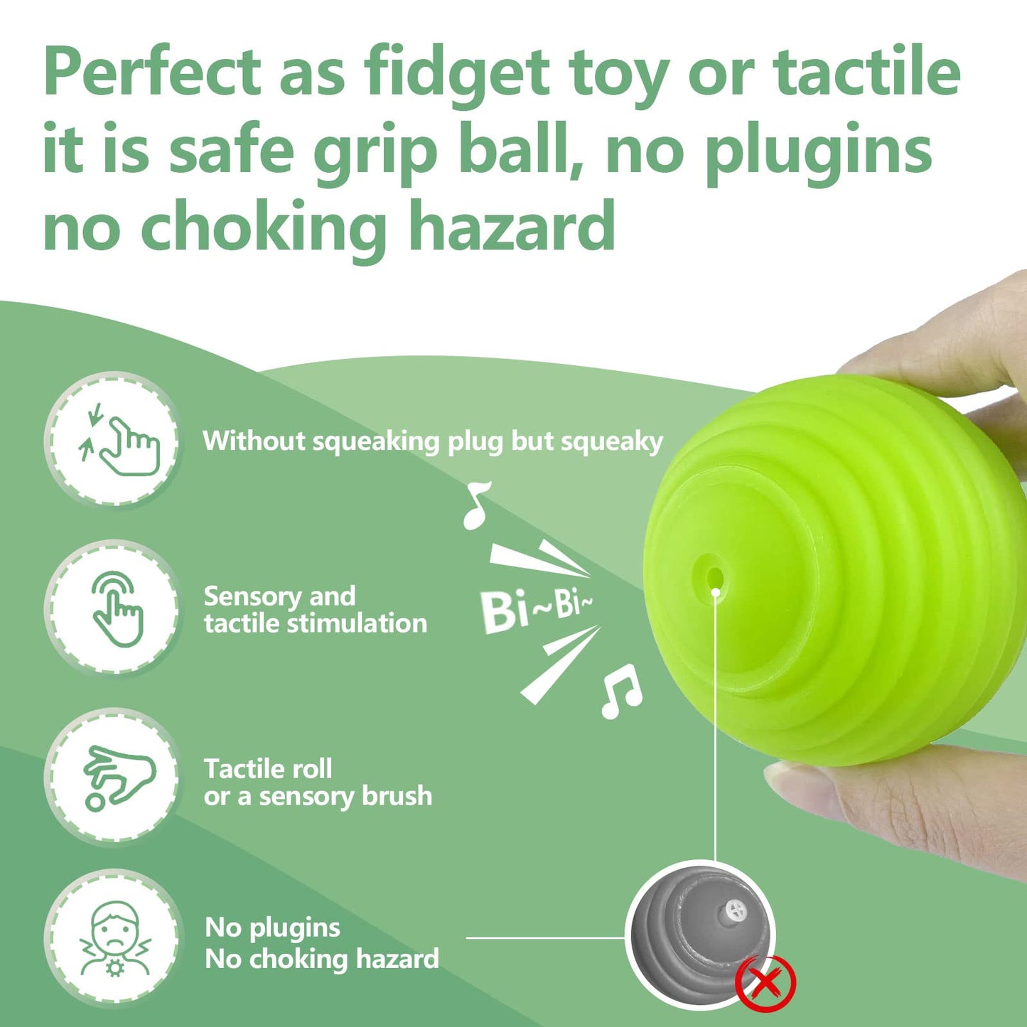 Baby Sensory Toy Bundle - 6-Piece Infant Textured Squeeze Balls (Multi-Massage) + Rattle Teething Balls, Montessori Soft Chew Rattles, Safe Wheat Straw Travel Toys, Developmental Newborn 6-12 Months