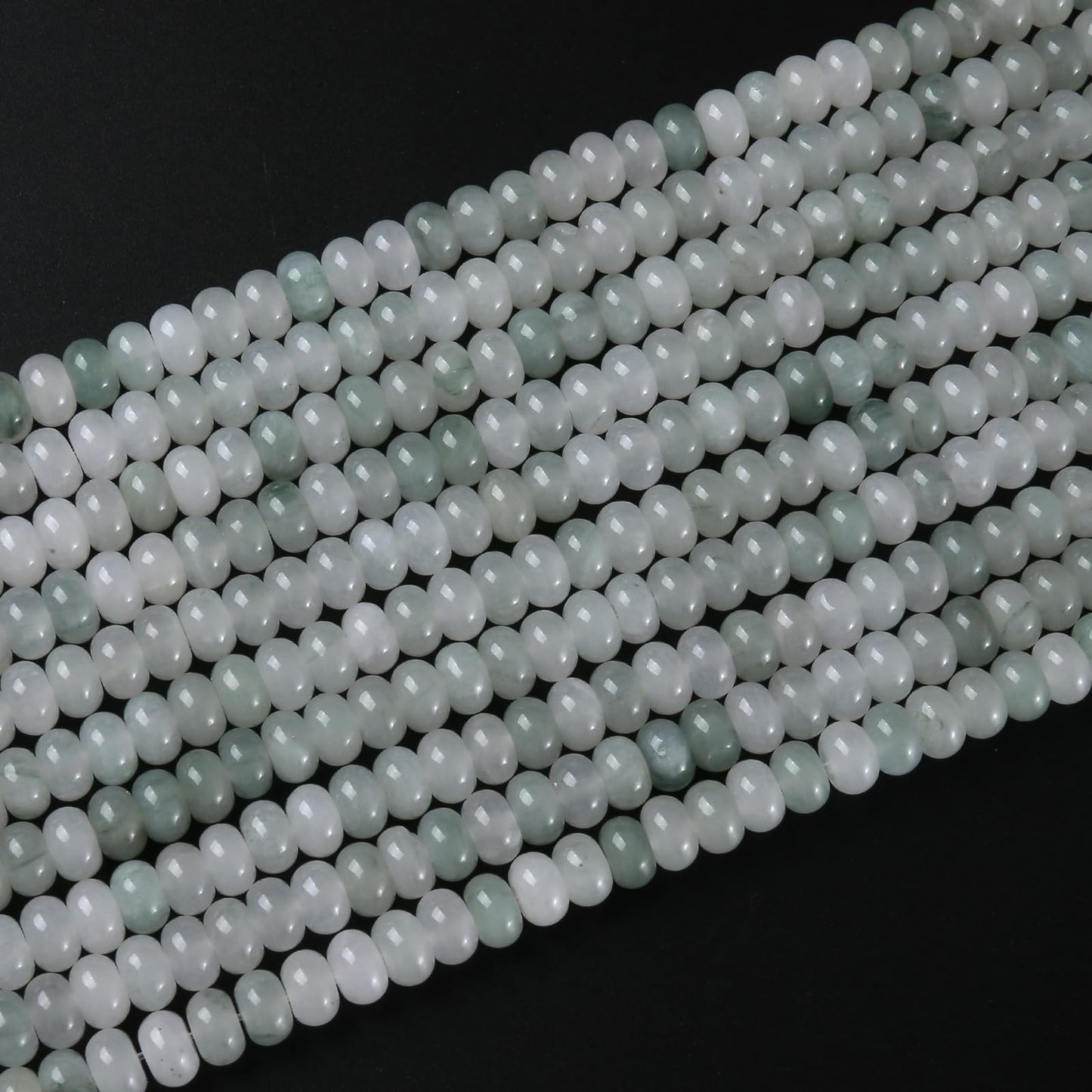 5x8mm 76pcs Natural Green Ice Jade Stone Rondelle Spacer Loose Beads Abacus Disk Stone Round Loose Gemstone Beads for Jewelry Making DIY Bracelet Necklace