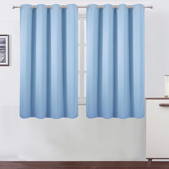 LEMOMO Sky Blue Thermal Blackout Curtains/52 x 54 Inch/Set of 2 Panels Room Darkening Curtains for Bedroom