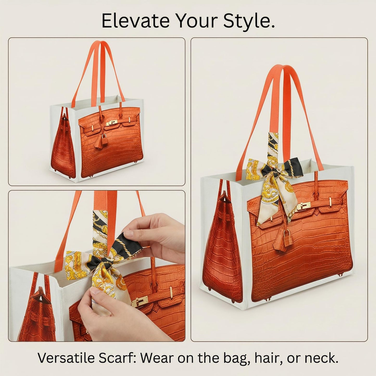 Clickslock Chic Canvas Tote Gift Set, Luxury-Inspired Print Bag, Birthday Gift for Mom, Best Friend, Maid of Honor, Engagement
