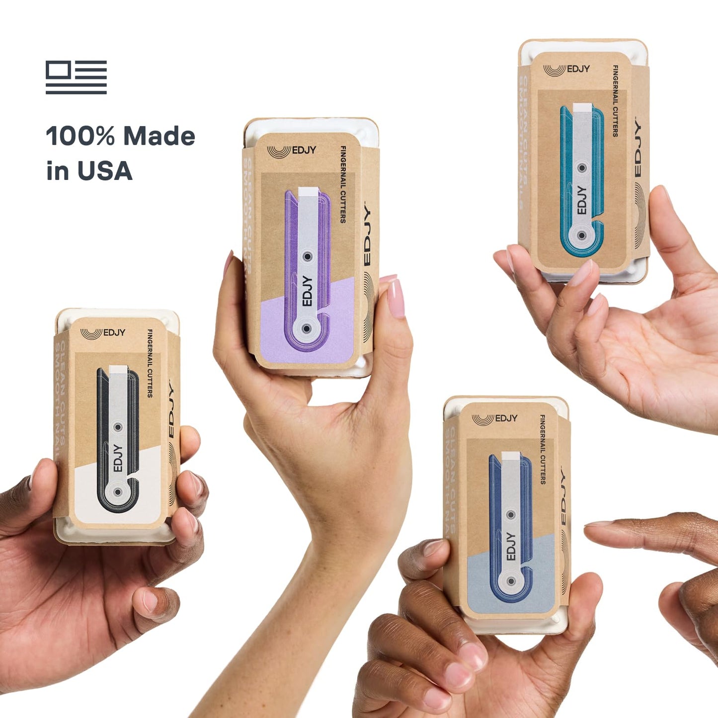 EDJY Fingernail Cutter - Precision Stainless Steel Nail Cutter for Fingernails | Sharp Blade, Ergonomic Design, Durable & Rust-Resistant | Ideal for Men and Women | Multi Color | 4-Pack