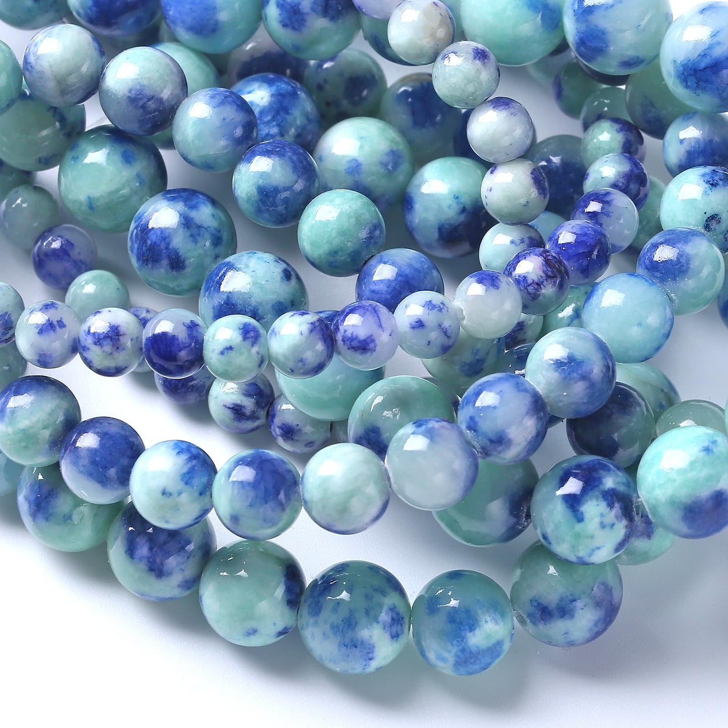 6MM 60PCS Peacock Blue Persian Jade Spacer Loose Beads for Jewelry Making DIY Bracelet Necklace