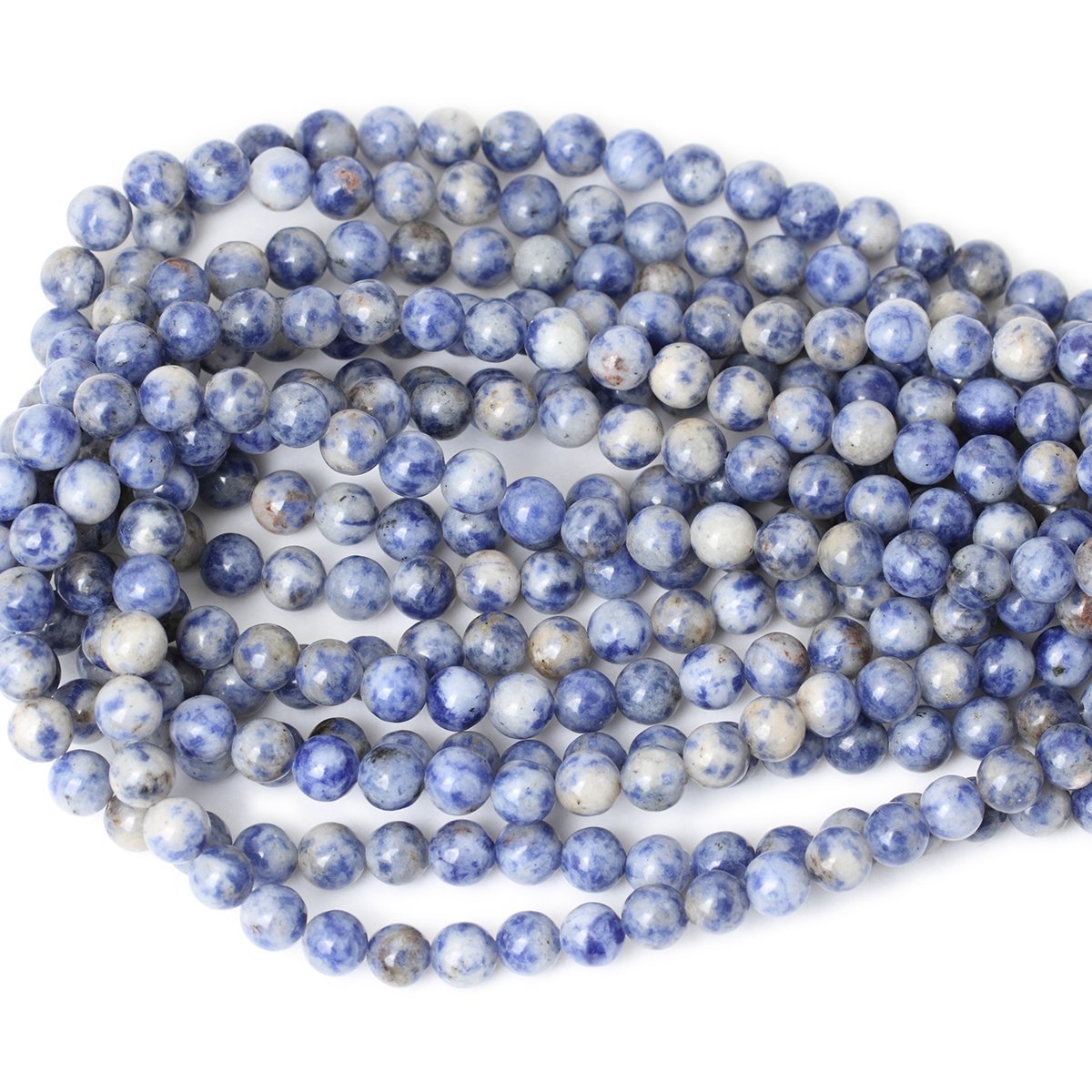 CHEAVIAN 45PCS 8mm Natural Blue White Sodalite Gemstone Round Loose Beads for Jewelry Making 1 Strand 15"