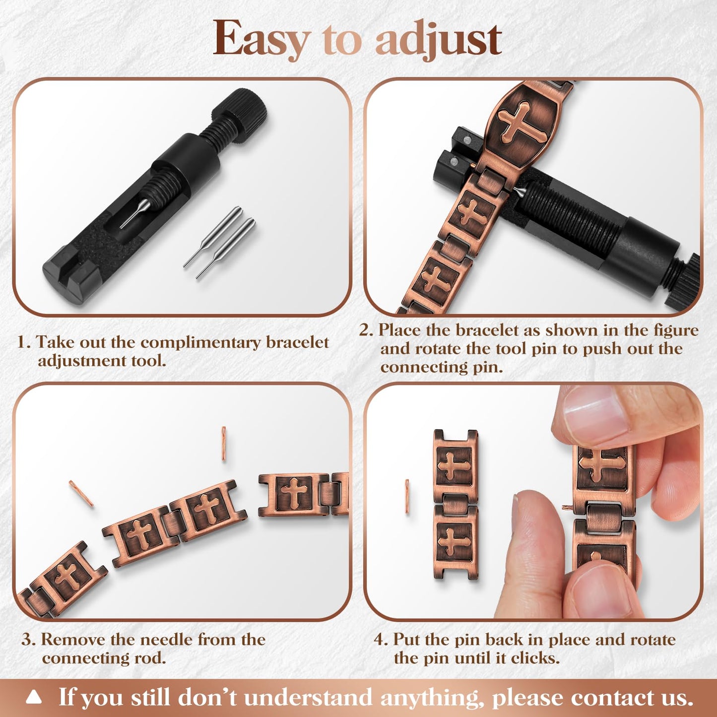 Mahnco Copper Bracelet for Men Ultra Strength Magnets Cross Bracelets for Men Pure Copper Magnetic Bracelet & Ring, Jewelry Gift with Sizing Tool