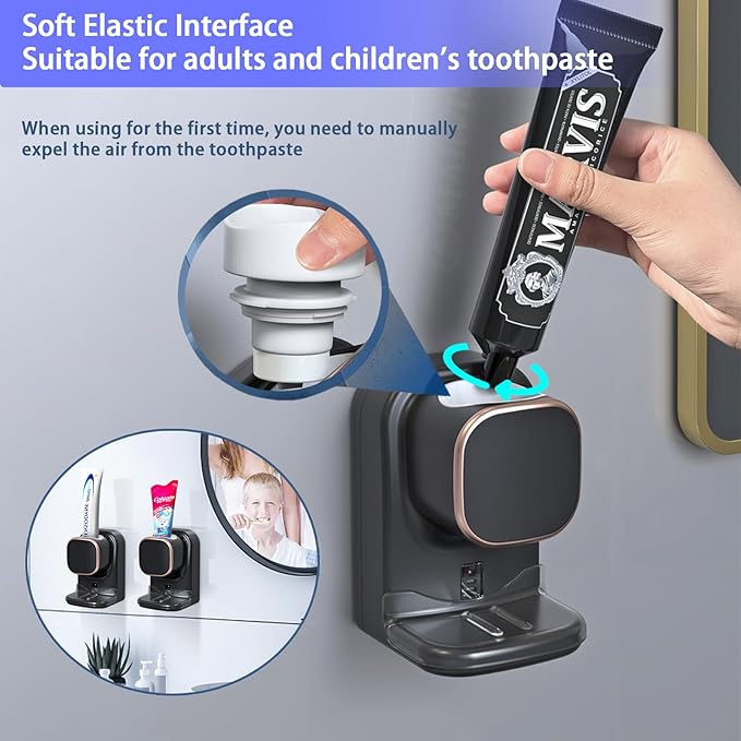 Toothpaste Squeezer,Toothpaste Dispenser Wall Mounted,Automatic Toothpaste Squeezer for Kids and Adult,Quantitative Toothpaste Dispenser Bathroom Accessories (White)