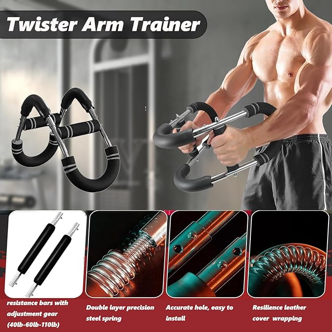 Twister Arm Trainer, Adjustable Resistance Twister Arm Exerciser Chest Exerciser for Men, Portable Chest Workout Equipment Arm Trainer for Men