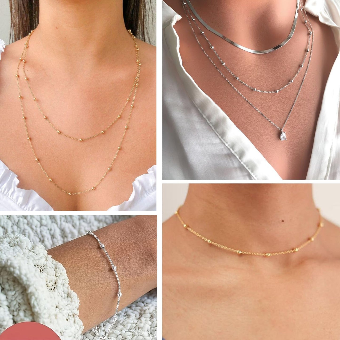 33 Feet Gold Satellite Bead Chains Roll, 2mm 18K Gold PVD Plated 304 Stainless Steel Ball Beaded Cable Link Chains Spool Bulk for Jewelry Making DIY Craft