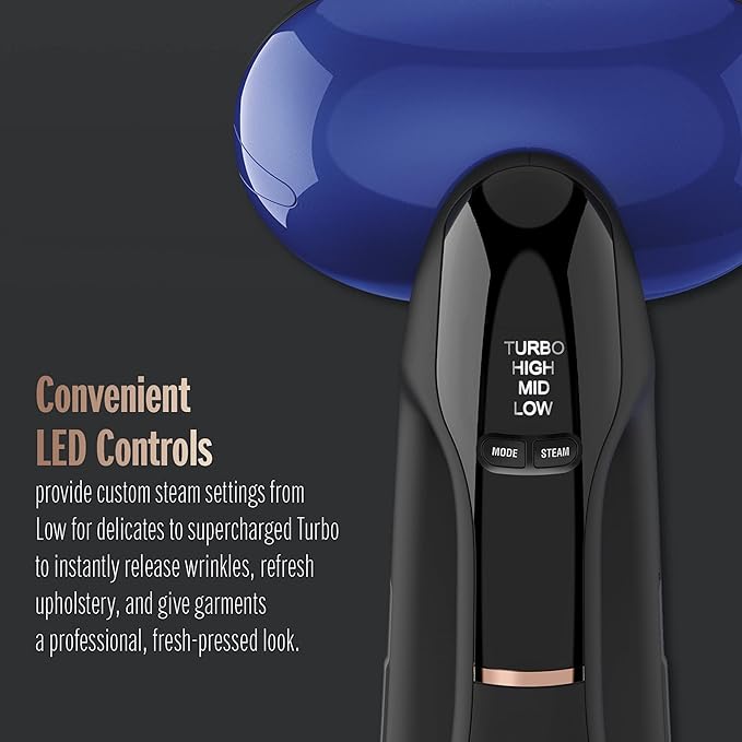 Conair 2-in-1 Handheld Steamer and Iron for Clothes, Turbo ExtremeSteam 1875W Garment Steamer and Clothing Iron,Black / Blue