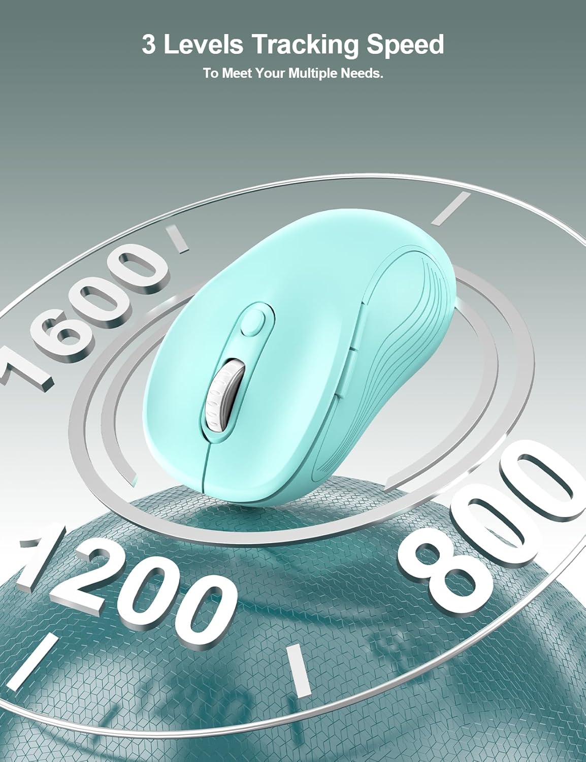 Trueque Wireless Mouse for Laptop, 2.4GHz Ergonomic Computer Mouse with Back & Forward Buttons, 3-Level DPI, 6 Buttons, Optical USB Cordless Mice for Windows Chromebook MacBook PC (Mint Green)