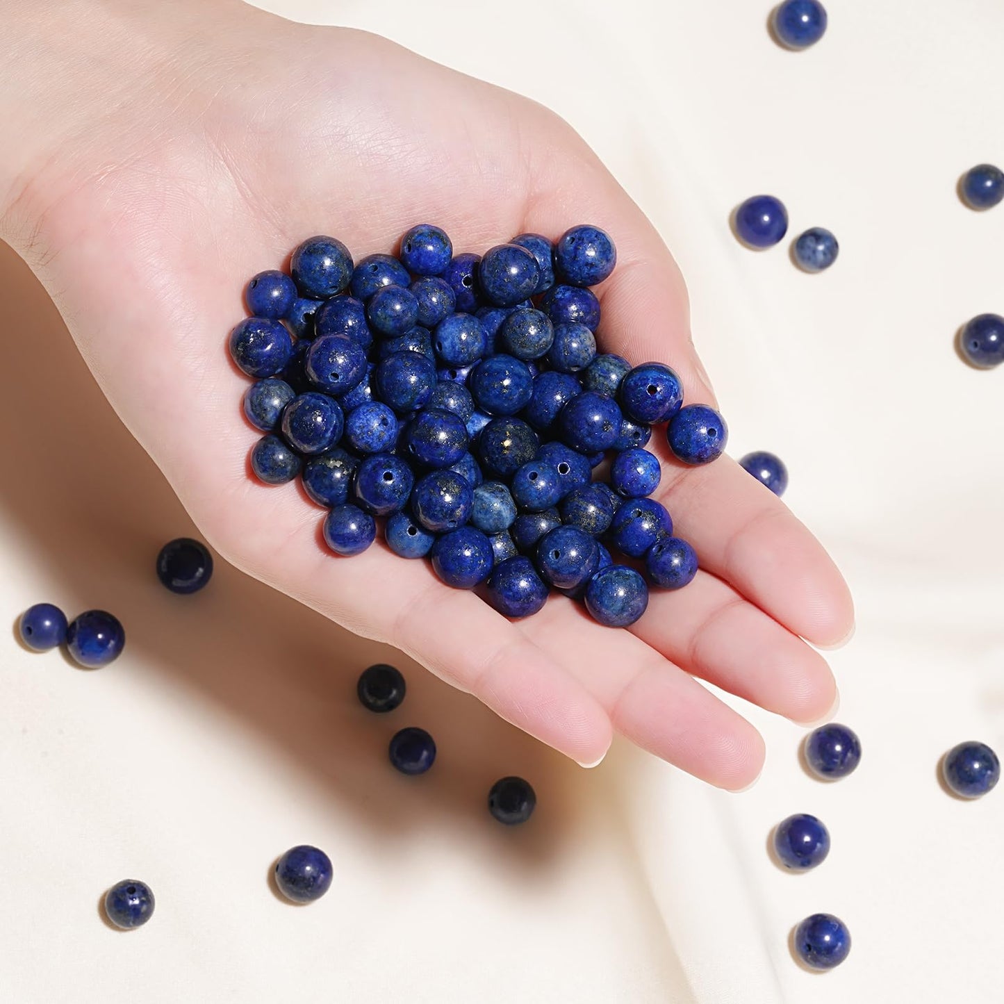 8mm Natural Lapis Lazuli Gemstone Beads Polished Round Smooth Stone Beads for Bracelets Jewelry Making 15inch Loose Beads