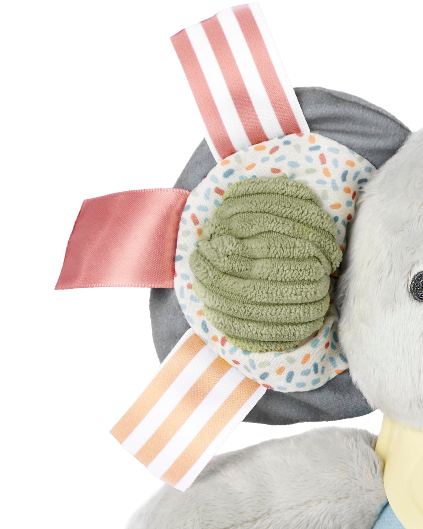Skip Hop Bandana Buddies Soft Textured Baby Activity and Teething Toy for Multi-Sensory Play with Rattles, Crinkle Sounds, Squeaker and Mirror, Attaches to Stroller and Car Seat, Elephant, Age 0+