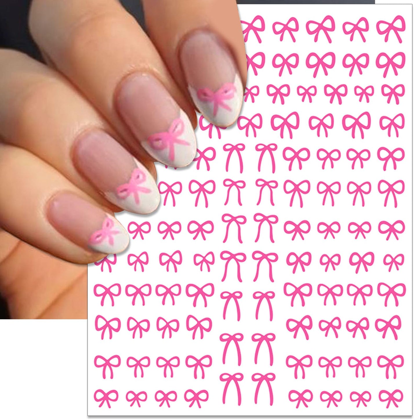 IDDFEVE Bow Nail Art Stickers - Colorful Mini Bow Self-Adhesive Nail Decals for DIY Valentines Day Manicure (6 Sheets)