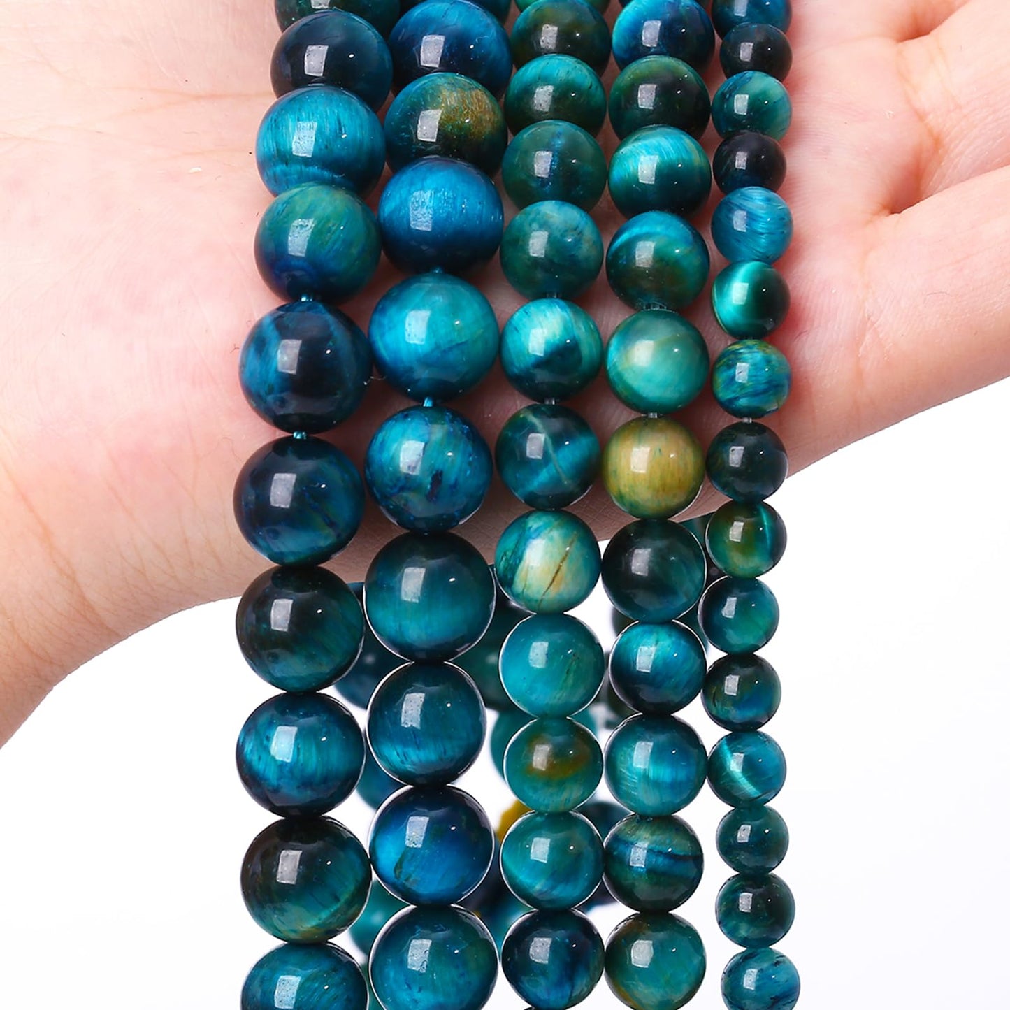 Natural Yellow Blue Tiger Eye Stone Beads for Jewelry Making Round Gemstone Beads DIY Bracelet Necklace 180pcs 4MM 2 Strands 32"