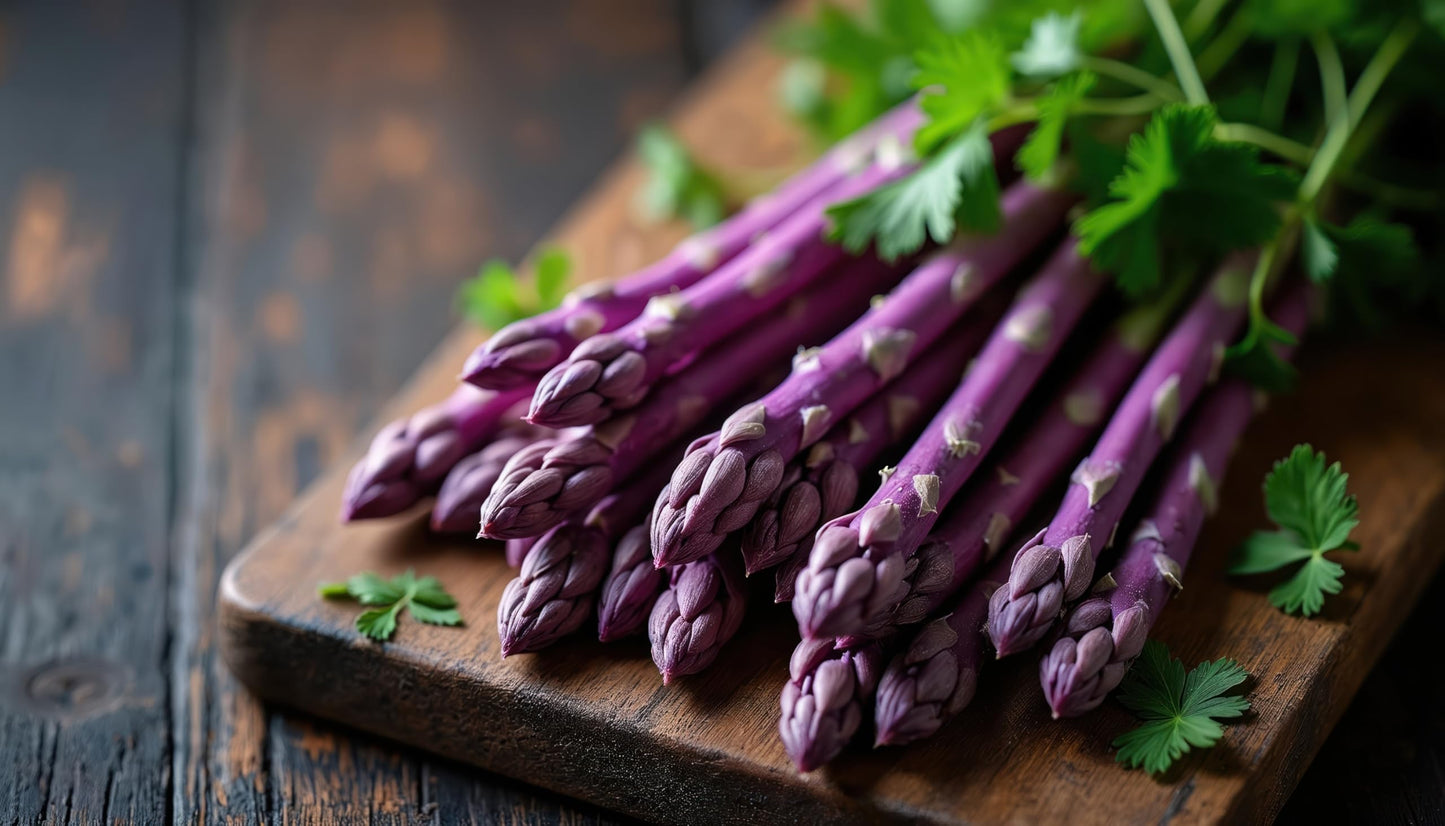 15 Purple Passion Live Asparagus 2yr. Crowns to Grow - Bare Root Perennial Vegetable Plants