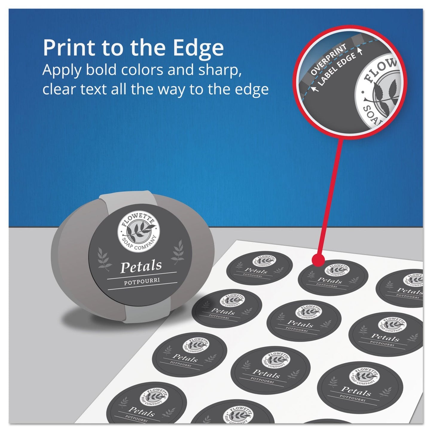 Avery Printable Round Labels, Sure Feed Technology, Glossy White Labels, 2" Diameter, Permanent Adhesive, Laser/Inkjet, 120 Total (22807)