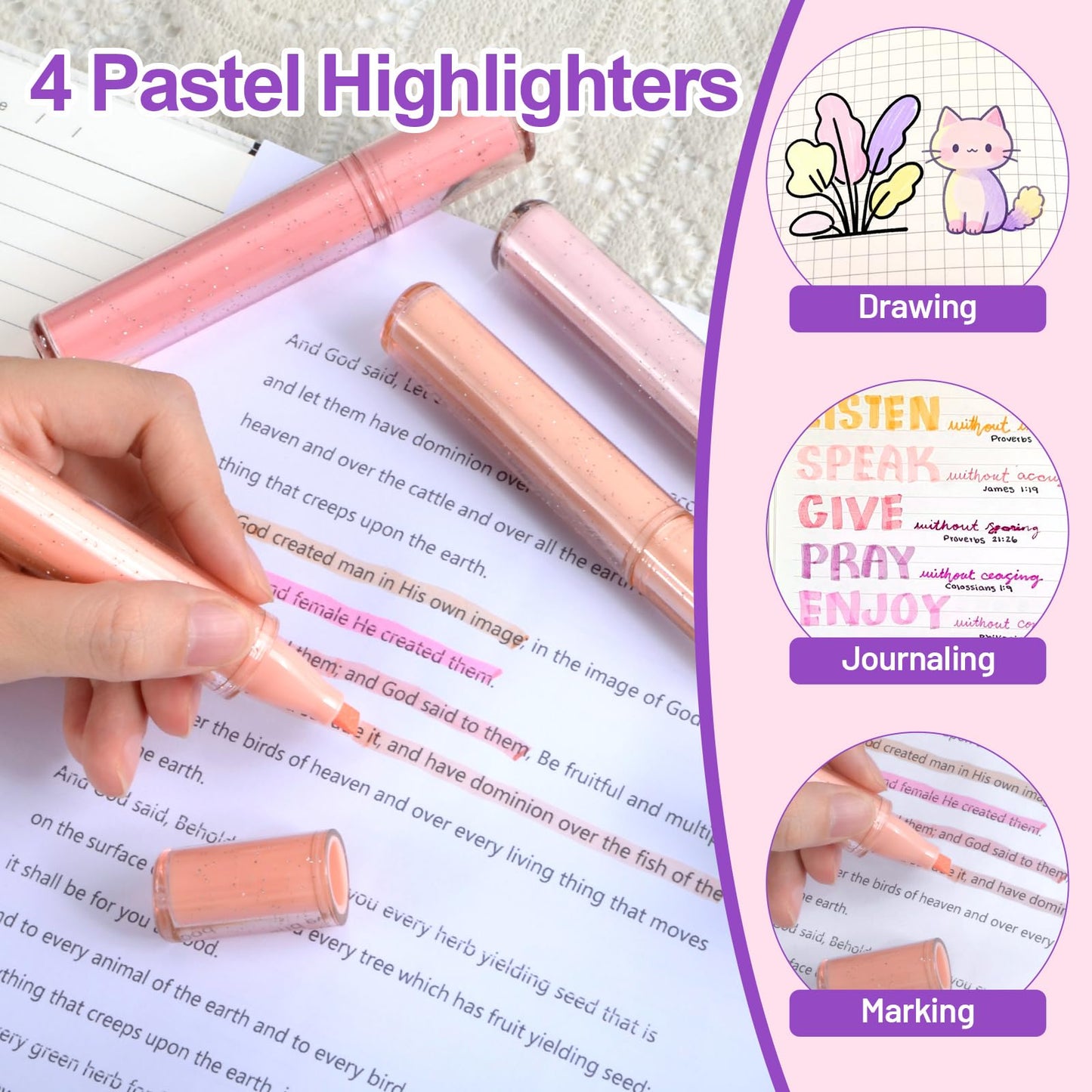 38PCS Cute Stationary Set Bible Journaling Kit with Password Lock Notebook, Pen Case, Mechanical Pencils, Gel Pens, Highlighters, Gift Box & Ballpoint Pens for Study Aesthetic School Supplies