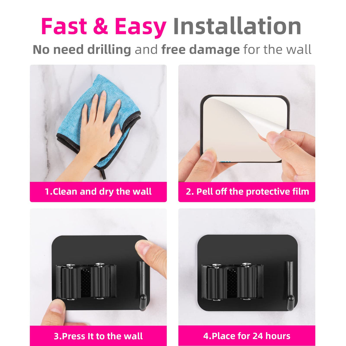 4 Pack Anti Slip Broom Holder