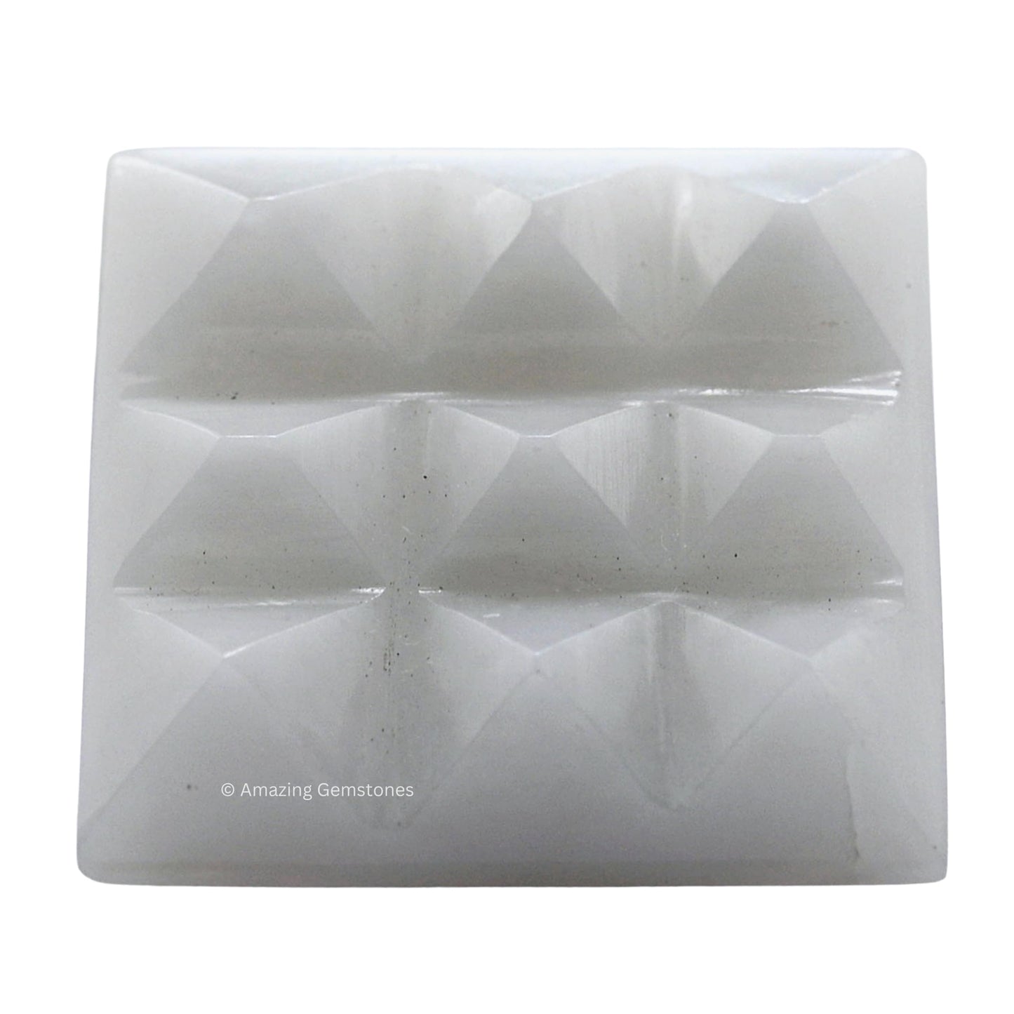 Amazing Gemstone Snow Quartz Crystal Pyramid with 9 Pyramid Plate Bottom - 1" Mini Pyramid Figurine of Natural Stone Pyramid for Meditation, Reiki, Chakra Balancing Vastu Pooja and Crystal Grids