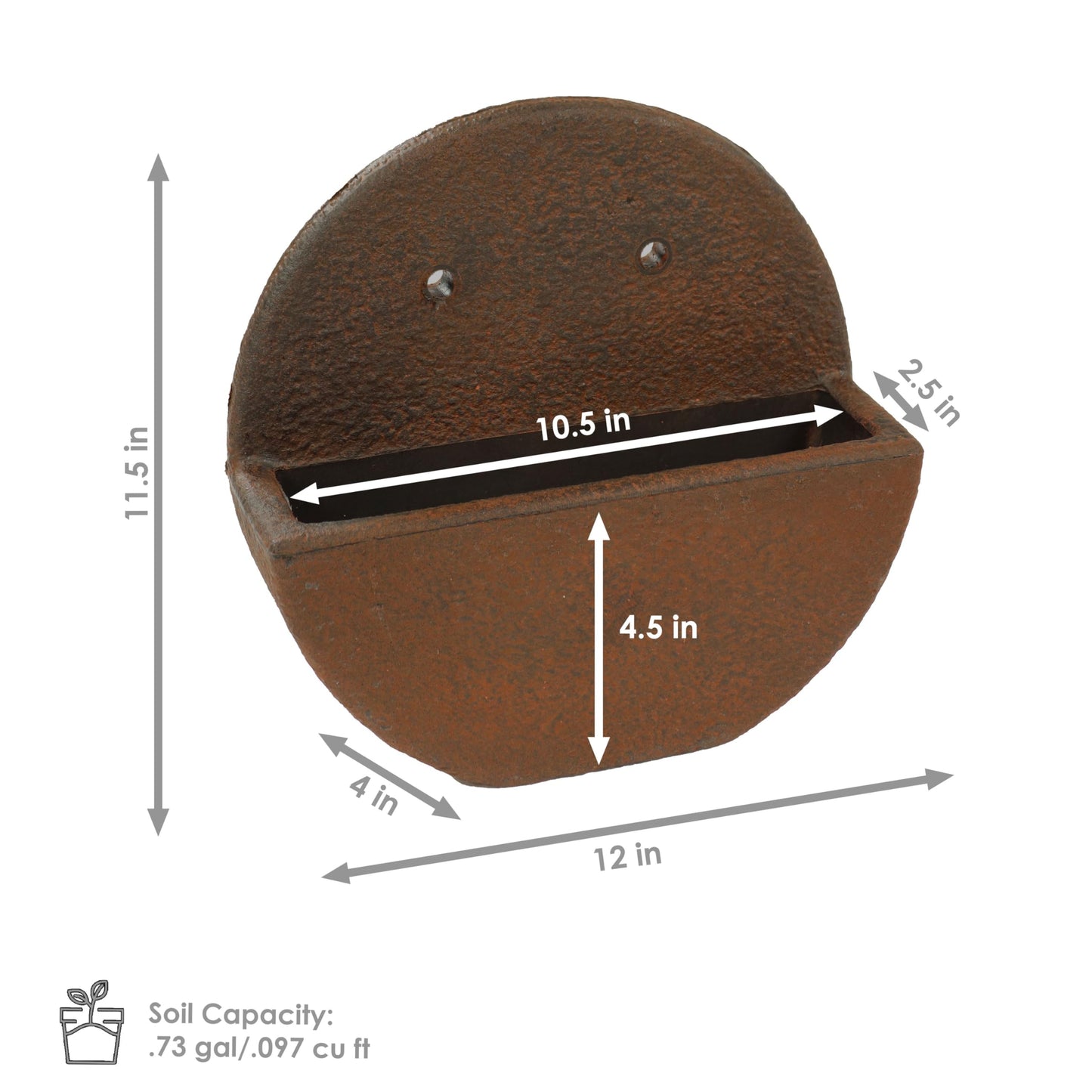 Sunnydaze 12" Round Wall Planter - Polyresin Wall-Hanging Flower Pot for Indoor or Outdoor Use - Dark Brown