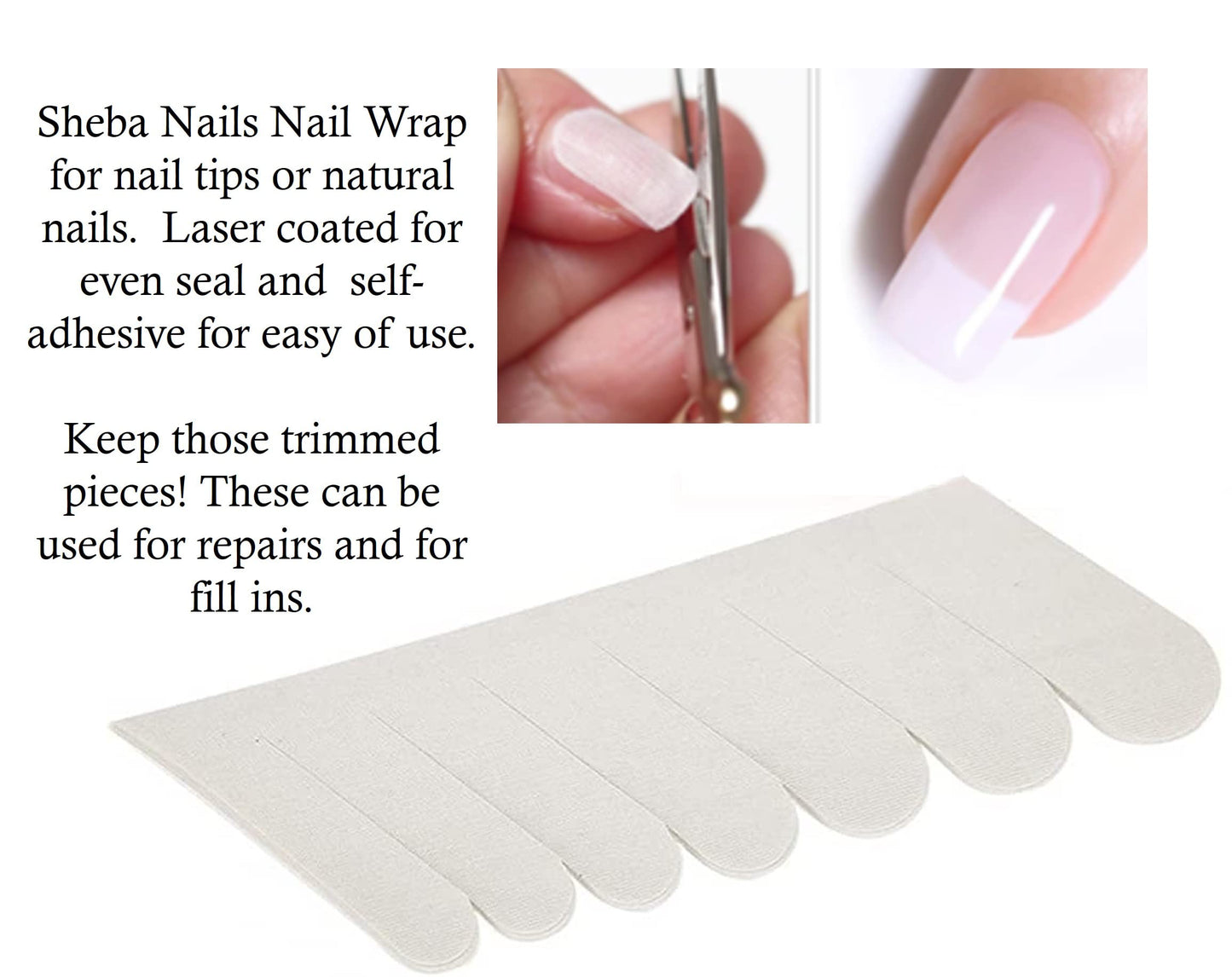 SHEBA NAILS Official Brand Fiberglass Nail Wrap Self-Adhesive Pre Cut Fingers, 70 Finger Tabs