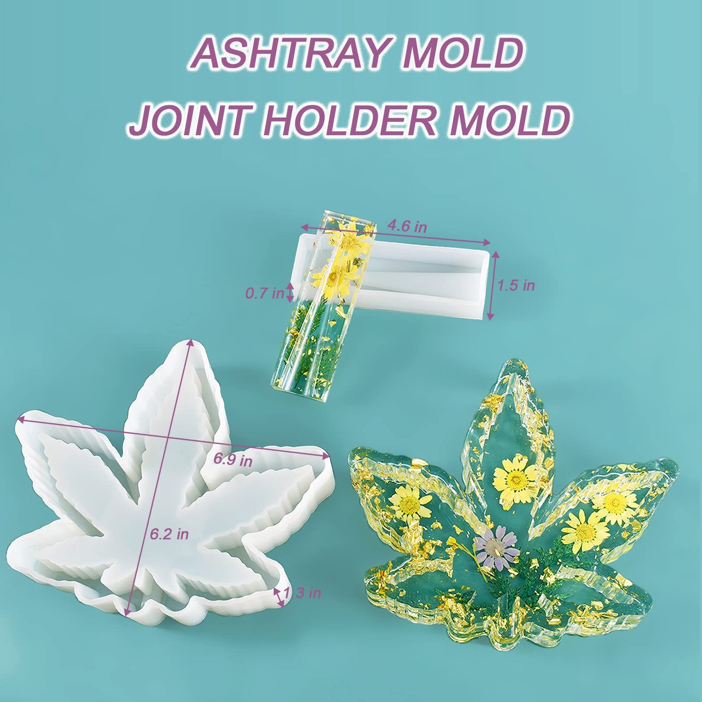 4 PCS Silicone Molds for DIY Epoxy Resin - Large Resin Molds Including Rolling Tray Mold Ashtray Joint Holder and Resin Grinder Mold