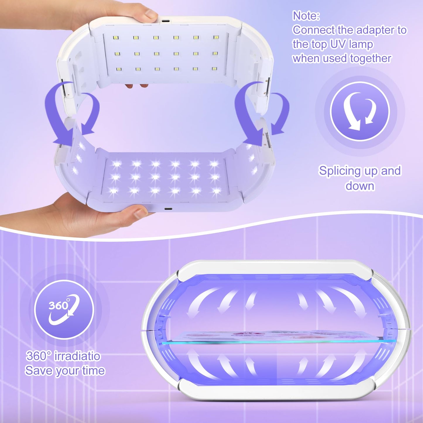 ENERFUN UV Light for Resin - Fast Curing UV Resin Light with Adjustable Time Setting Large Size 48W Two-Sided Portable Foldable UV Lamp with Silicone Mold Gloves