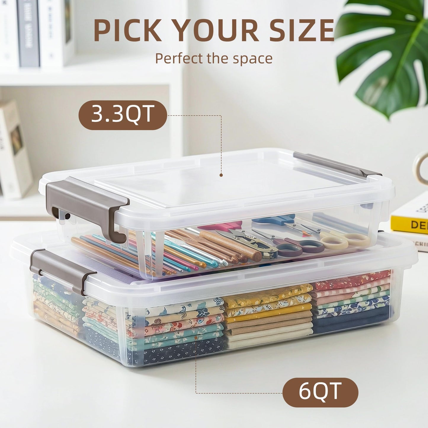 Citylife 3 PCS Plastic Storage Bins with Latching Lids Portable Project Case Clear File Box Stackable Storage Containers for Organizing A4 Paper, Photo, Document, Scrapbook