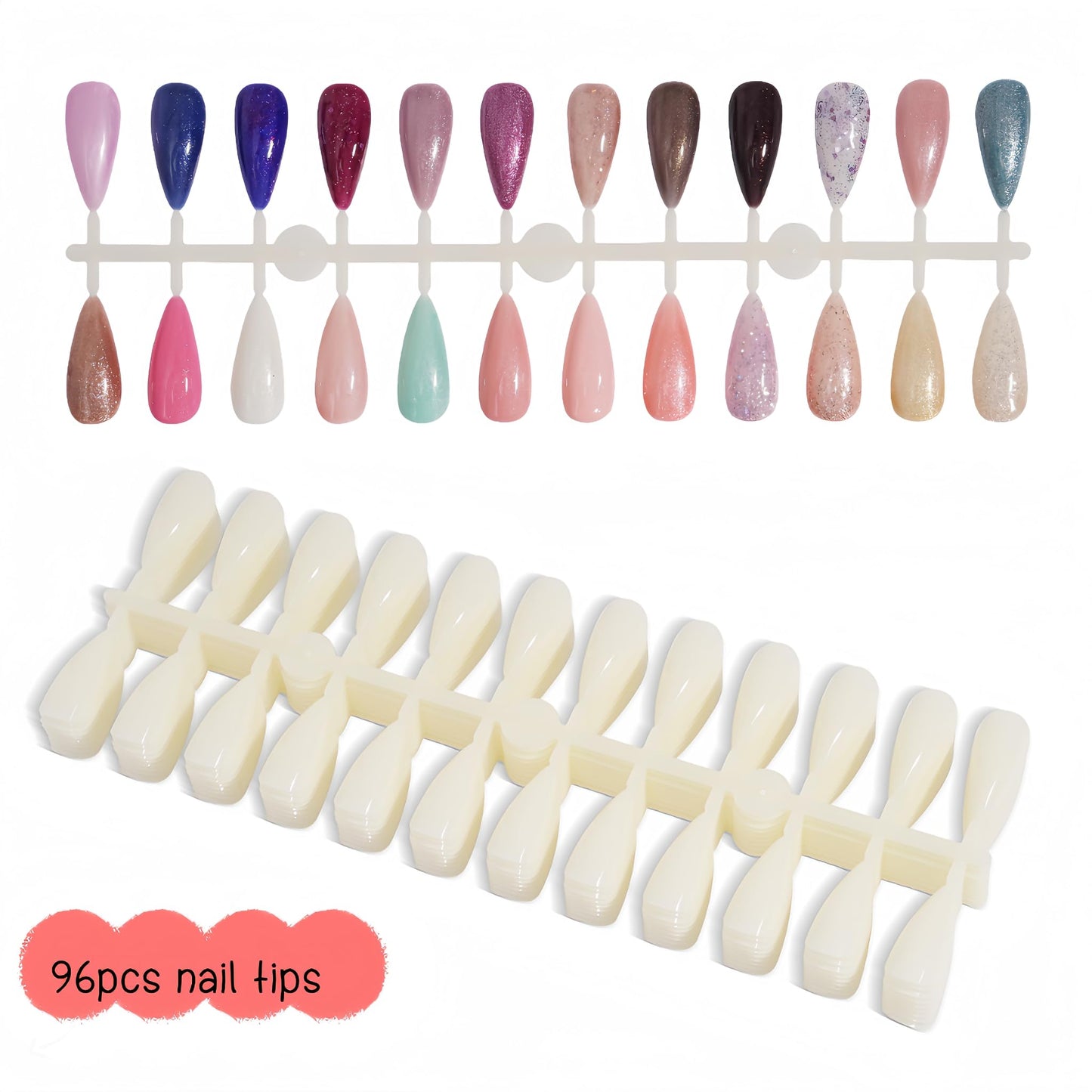 Acycoin2A Acrylic Nail Polish Color Display Board Book Nail Design Chart with 2 Styles Nail Tips Card Board Salon Showing Shelf (120 Colors)