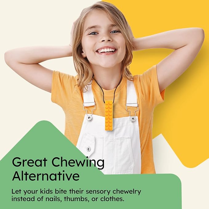 Gafly BPA Free (3 Pack) Chew Necklaces for Sensory Kids Integration with Autism and ADHD - Large Chewy Necklace Sensory for Oral Motor, Simulation & Biting Needs - Durable Food Grade Chewing Necklace