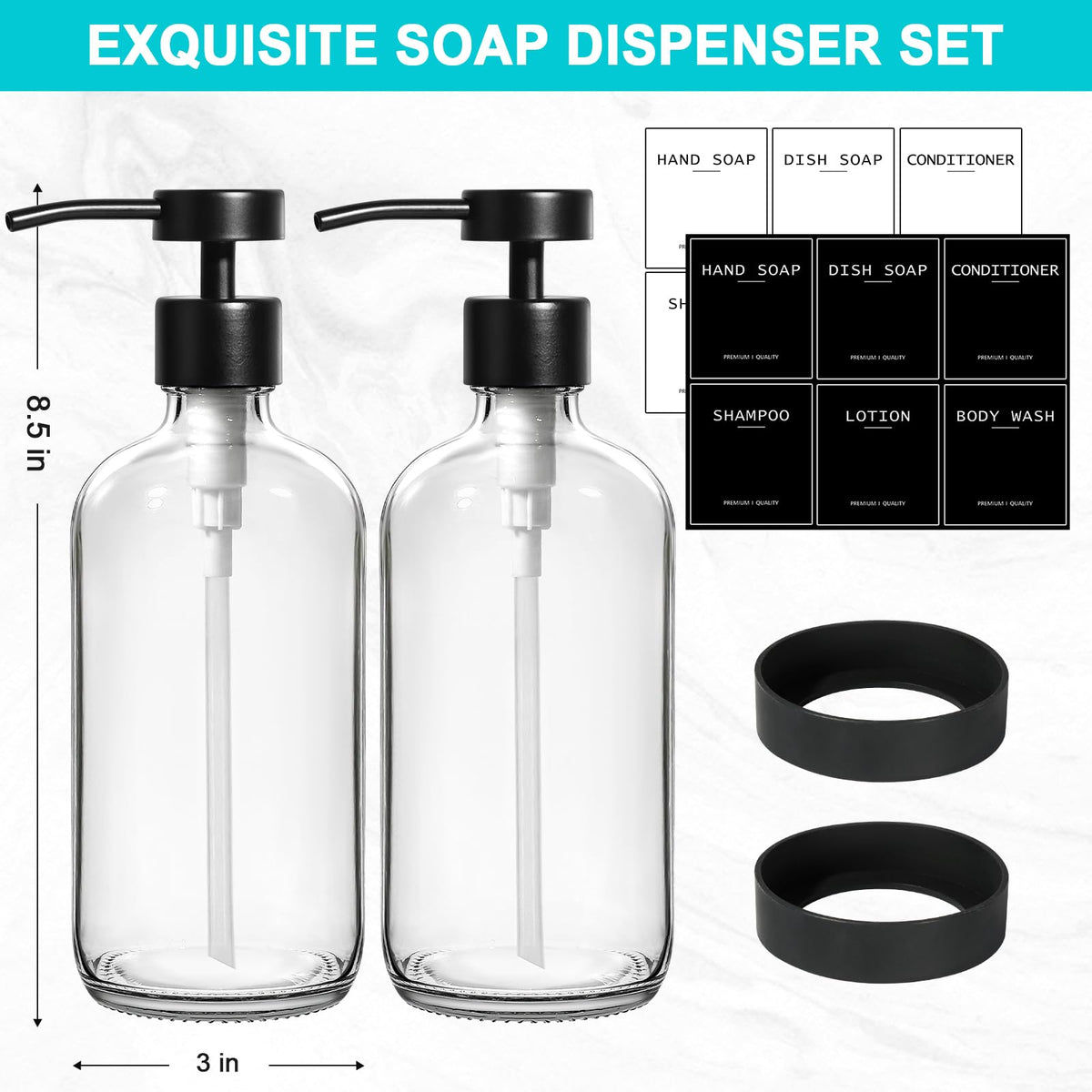 Clear Soap Dispenser 2 Pack (16.9 Fl Oz)
