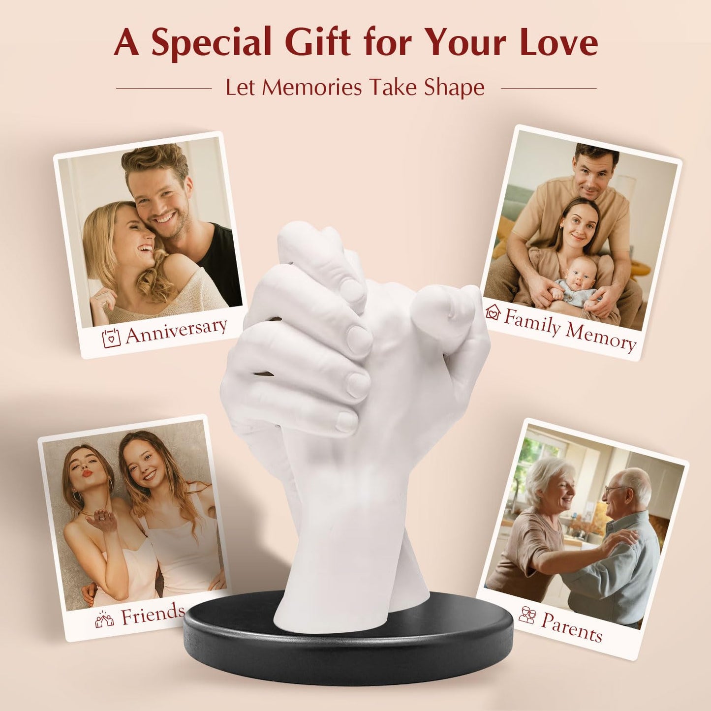 LUVTRACE Hand Casting Kit – Couples Easy DIY Plaster Mold Kit with Base & Practice Kit, Romantic Keepsake Gift for Anniversary, Wedding, Birthday, Valentine’s Day,Non-Toxic,Safe for Adults
