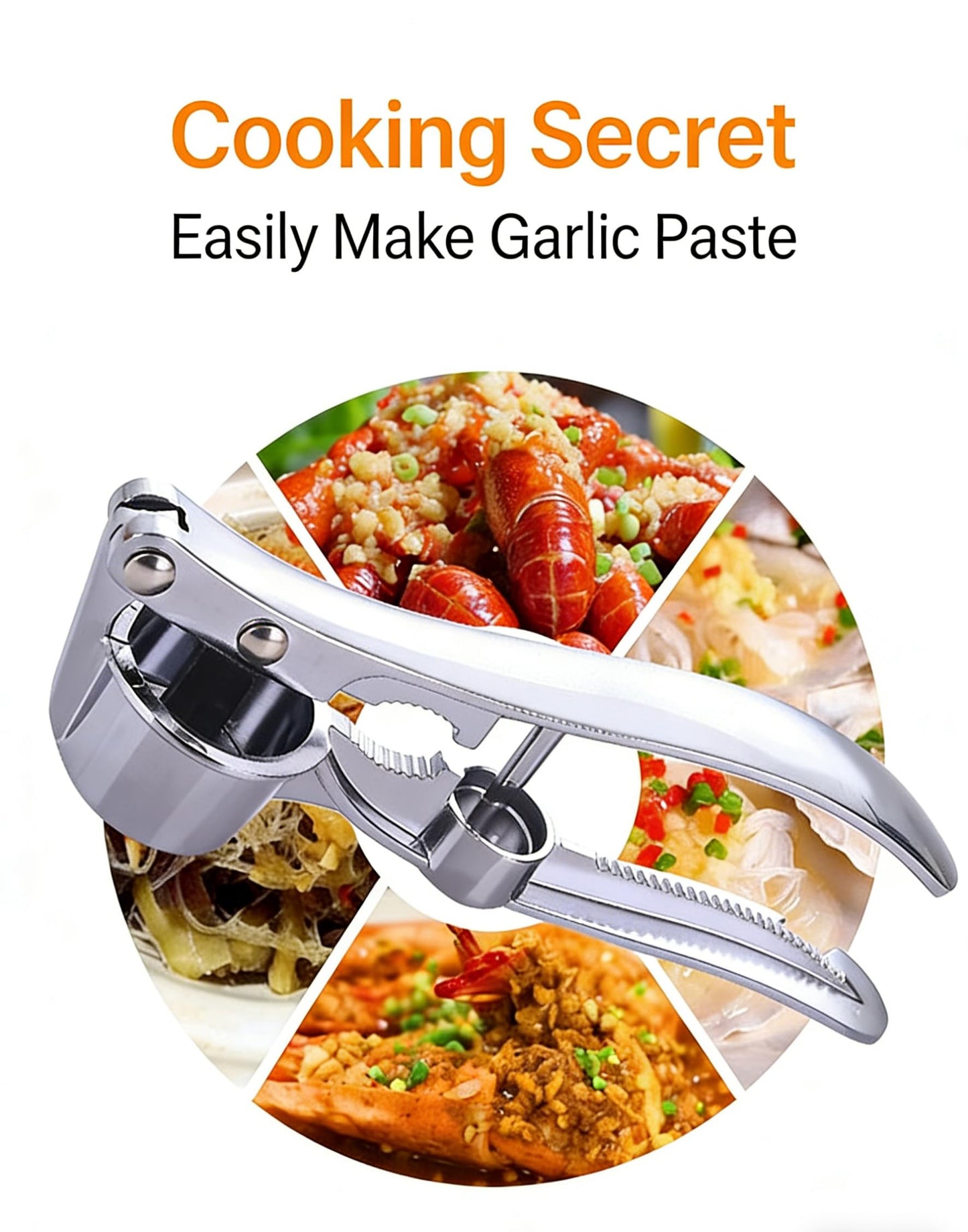 Multifunctional Garlic Press, 3-in-1 Kitchen Tool, Aluminium Alloy, Garlic Crusher with Walnut Cracker and Bottle Opener