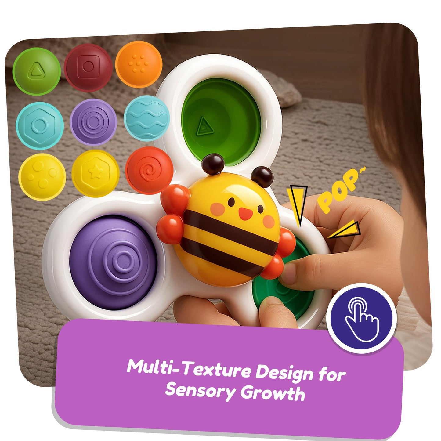 Suction Cup Rotating Sensory Bath Toys, Baby Sensory Travel Table Toy for Toddlers, Boys, Girls, 3 Pieces