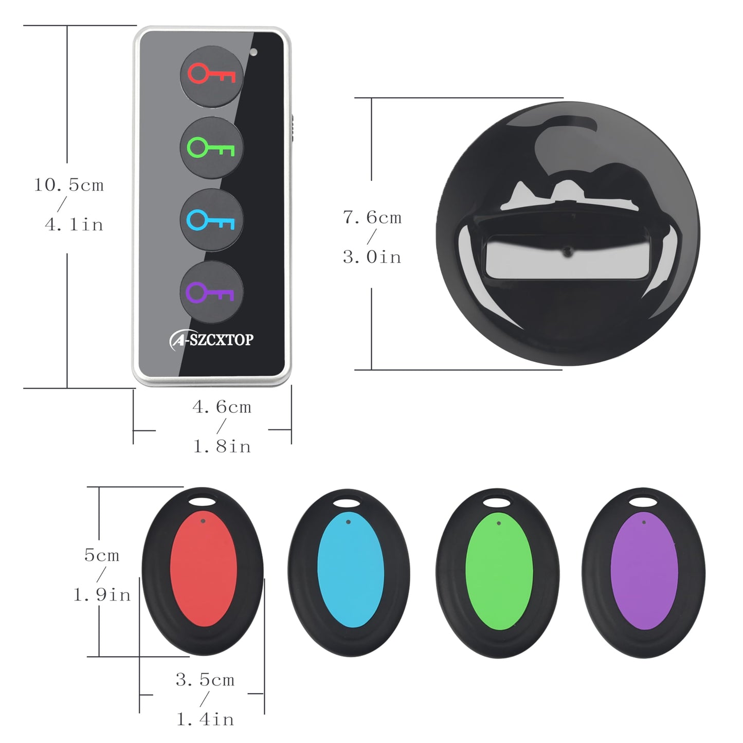 Key Finder Locator, 80dB Wireless Remote Item Tracker, RF Finder for Key, Pet, Luggage, Wallet, Phone, 131ft / 40M Working Range, 1 RF Transmitter & 4 Receivers & Flashlight