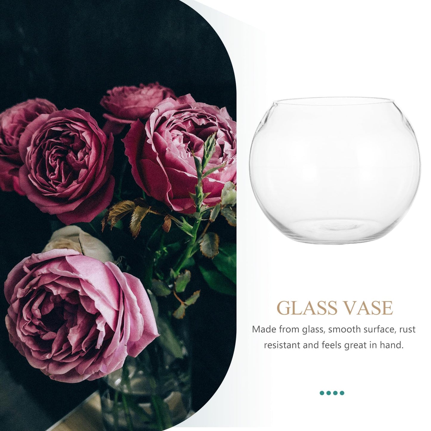 PRETYZOOM Glass Flower Vase and Fish Bowl 15cm Round Hydroponic Planter for Home Decor, Wedding Centerpiece, Terrarium Container for Desktop Plants