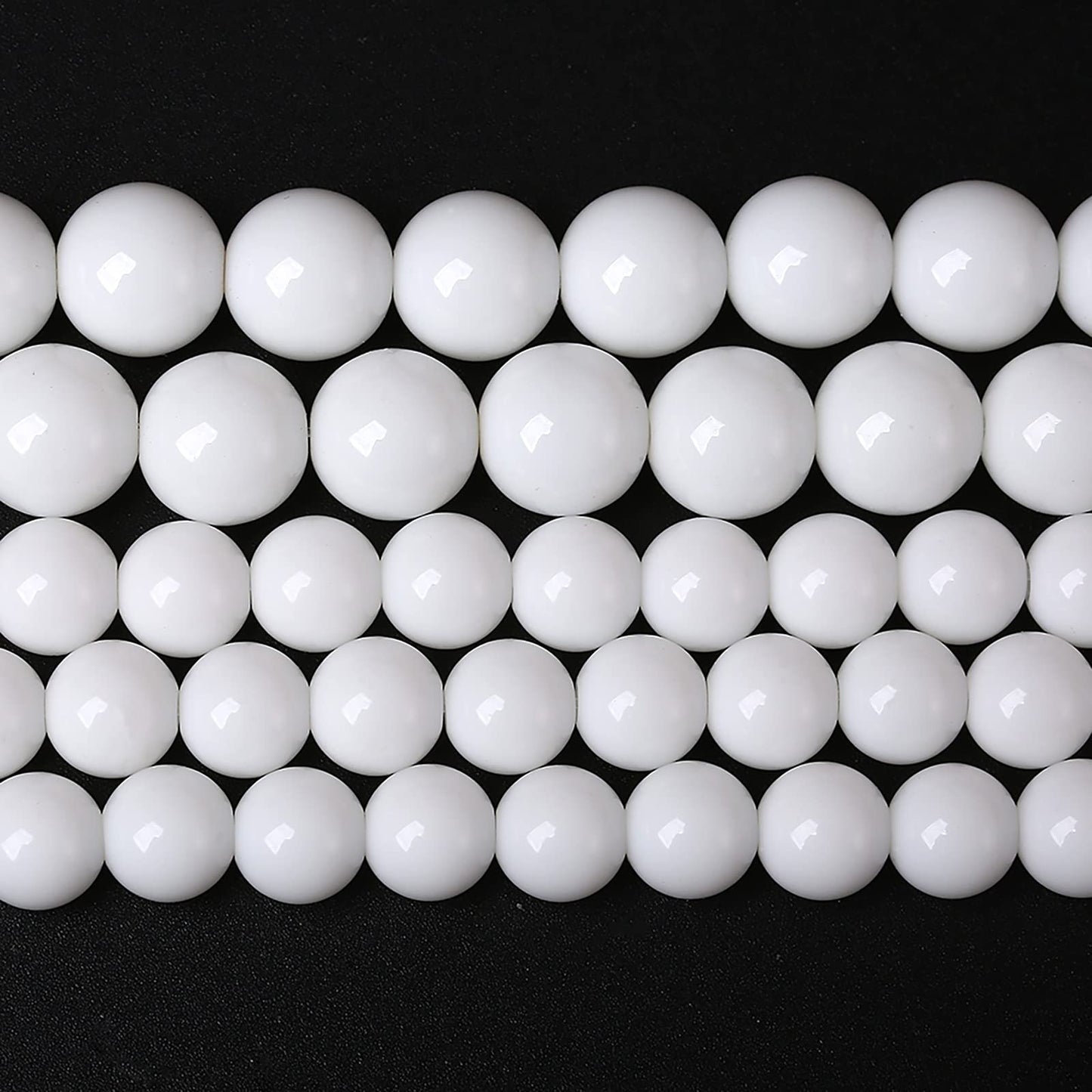 8mm 45PCS White Porcelain Agate Round Spacer Loose Beads for Jewelry Making DIY Bracelet Necklace 15 inches