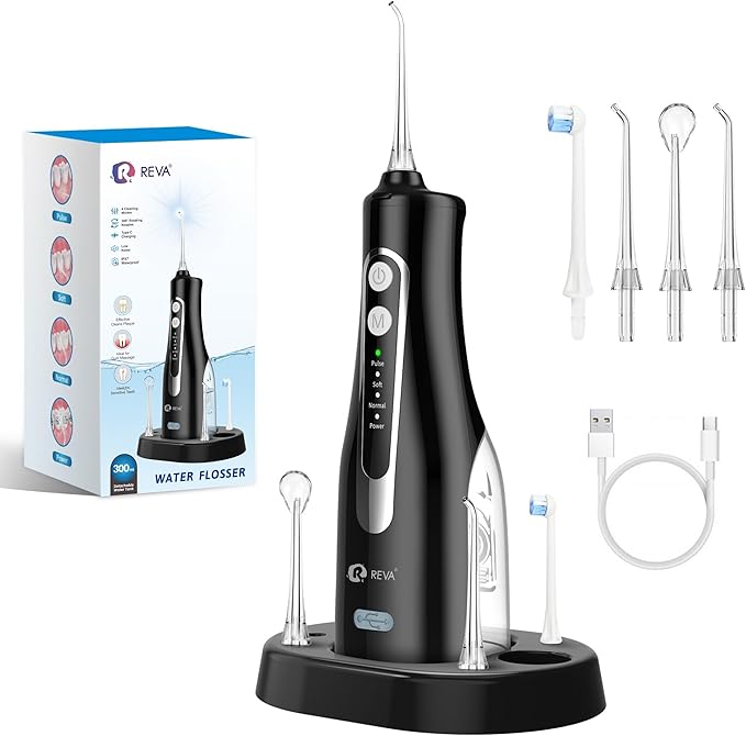 Cordless Oral Irrigator Water Flosser for Teeth, Gums & Braces - 4 Modes, 300ML Tank, 360° Rotatable Nozzle, IPX7 Waterproof, USB Rechargeable 2000mAh Battery for Home & Travel (M149 Pro - Black)